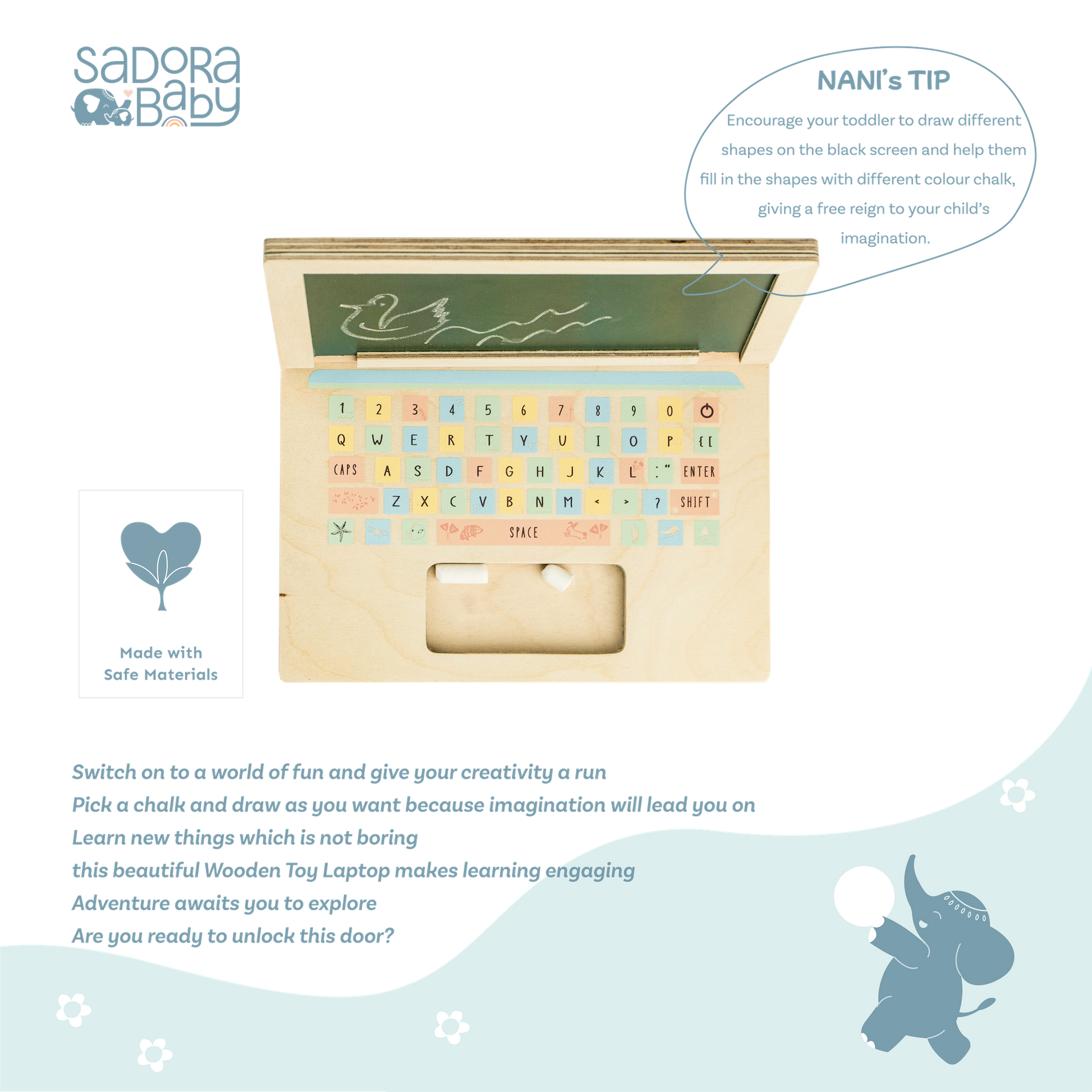 Buy Montessori Wooden Laptop Pretend Play Toy Online - SkilloToys.com