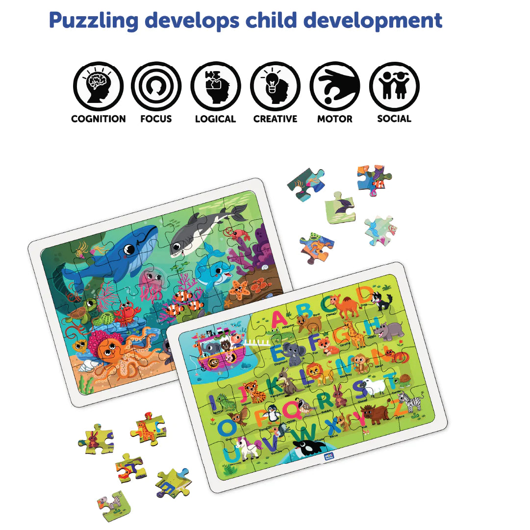 Buy 2 In 1 Ocean And Alphabet Wooden Puuzle - SkilloToys.com