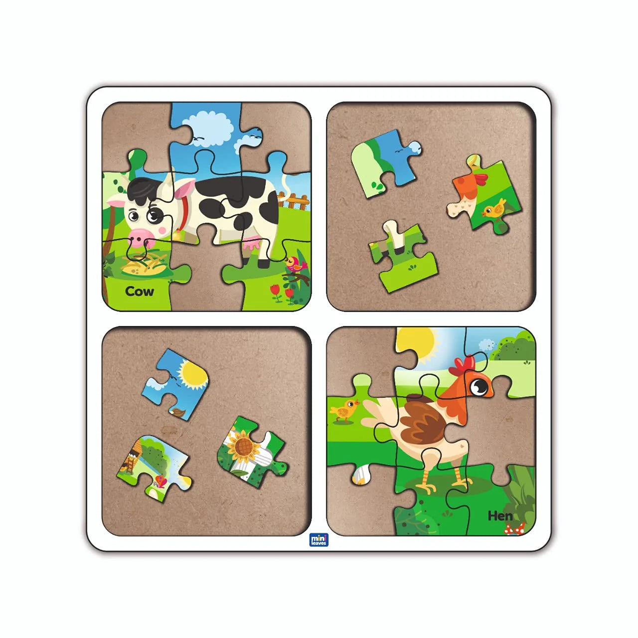 Buy 4 In 1 Farm Animal Wooden Puzzle - SkilloToys.com