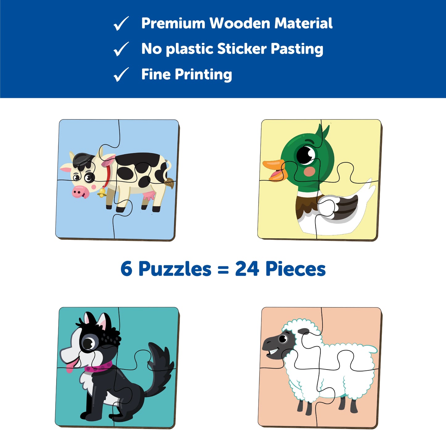 Buy Farm Animal Educational Wooden Puzzle Set - SkilloToys.com