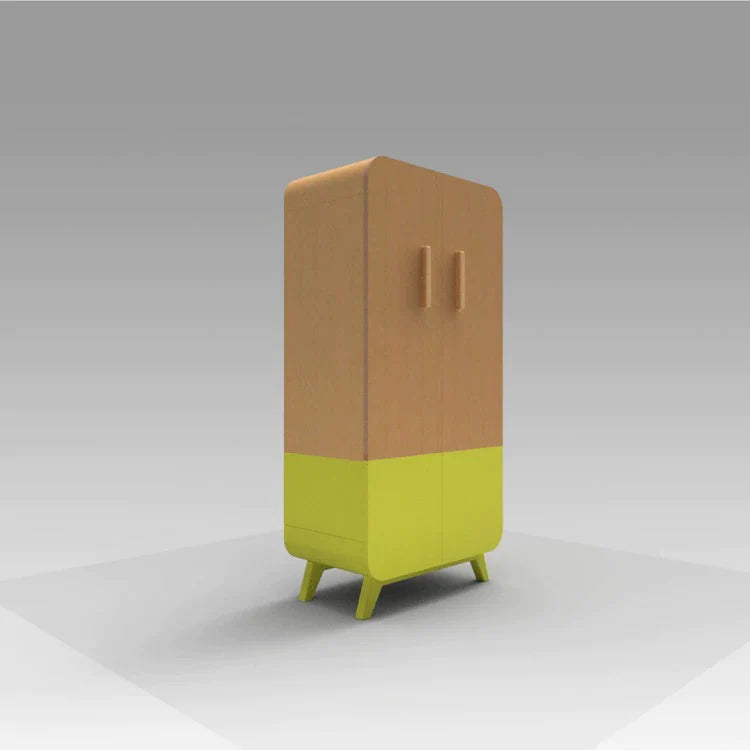 Buy Hue Wooden Cabinet for kids - Yellow - Side View -SkilloToys.com