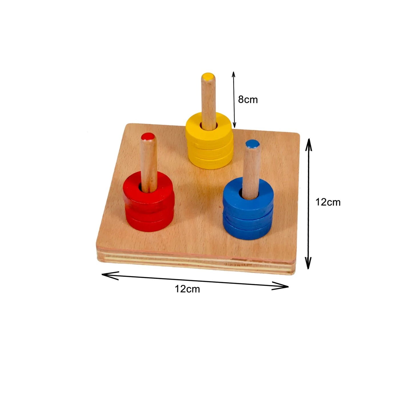Colored Discs on 3 Dowels Stacker