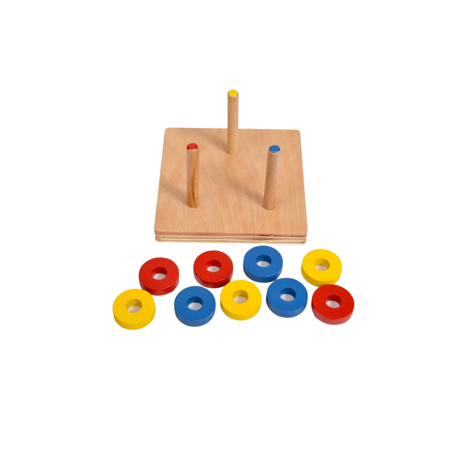 Colored Discs on 3 Dowels Stacker