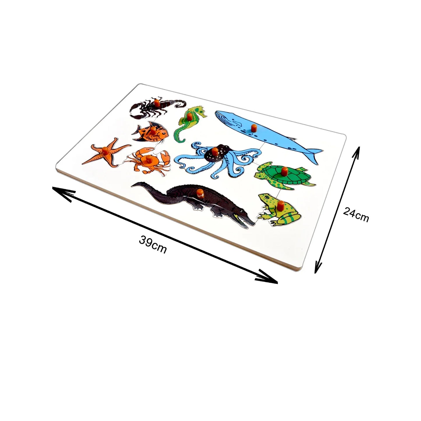 Montessori Insert Board Learning Board - Aqua Animals