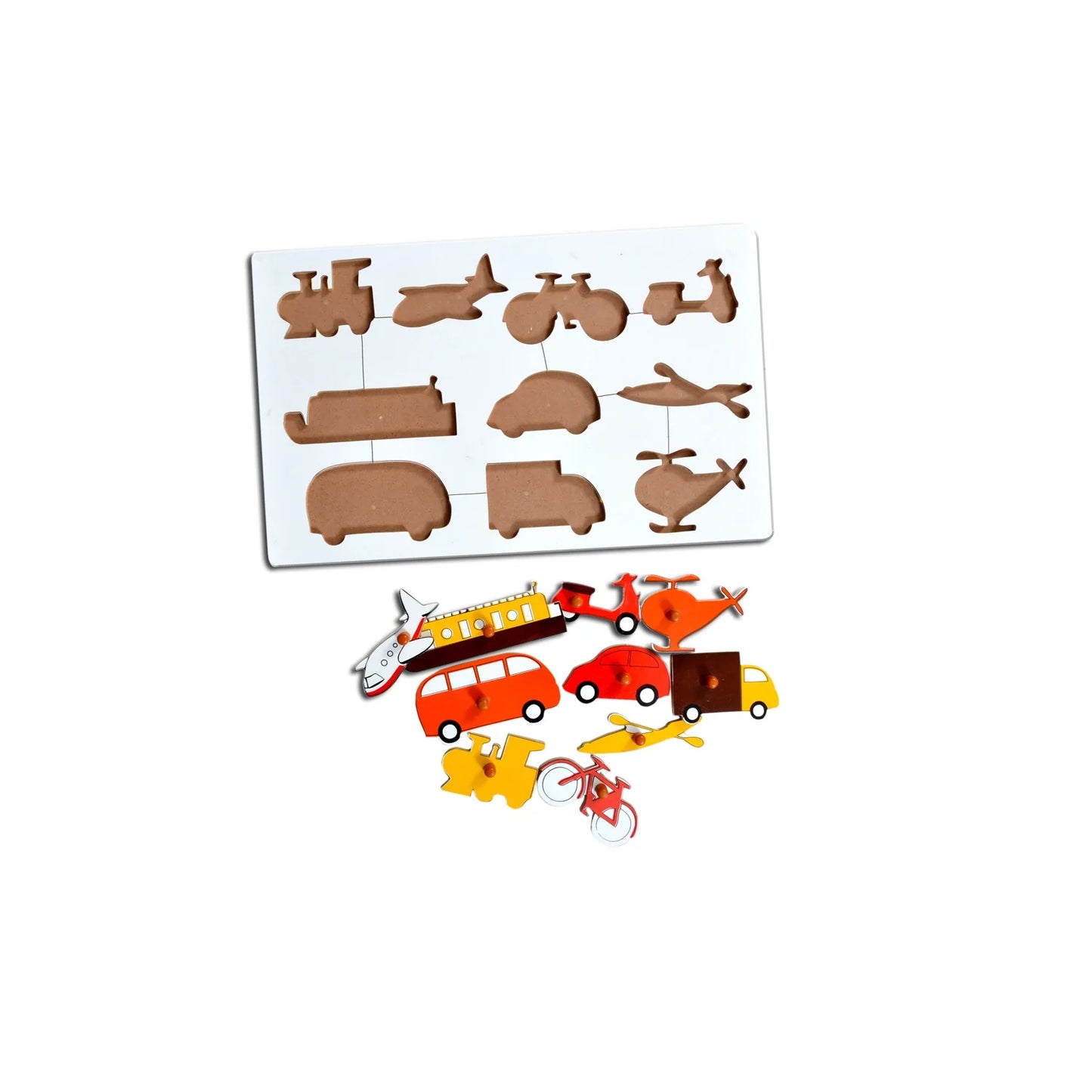 Montessori Insert Board Learning Board - Vehicles