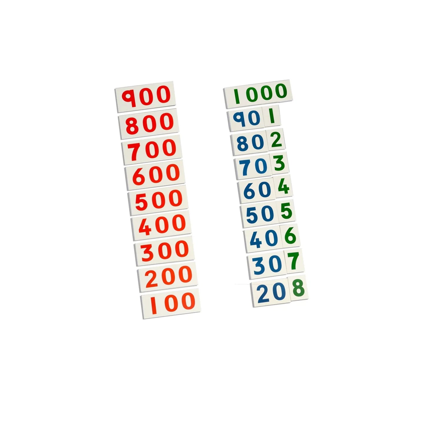 Montessori Large Number Cards 1 to 1000 Learning Box