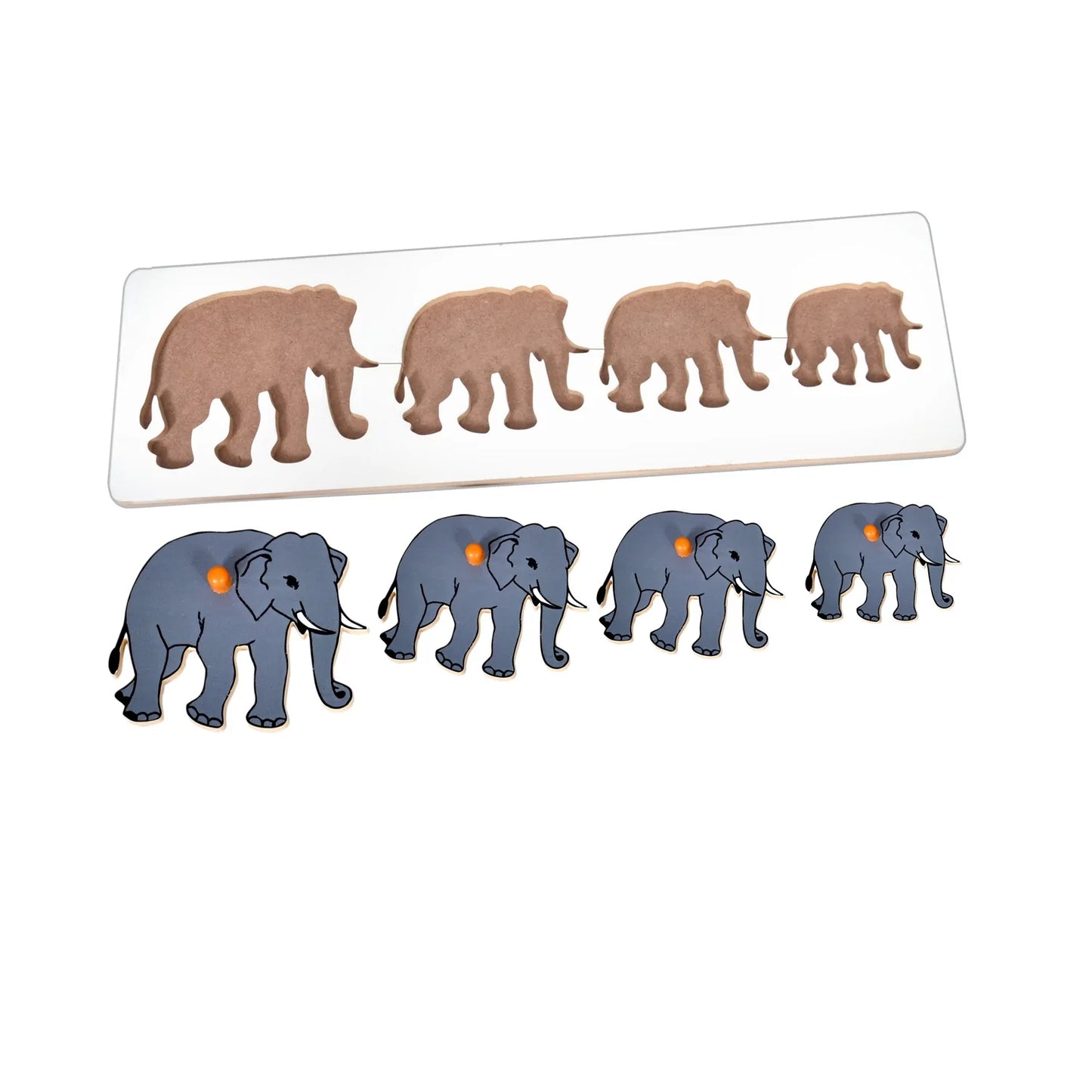 Montessori Size Variation Inset Learning Board - Elephant