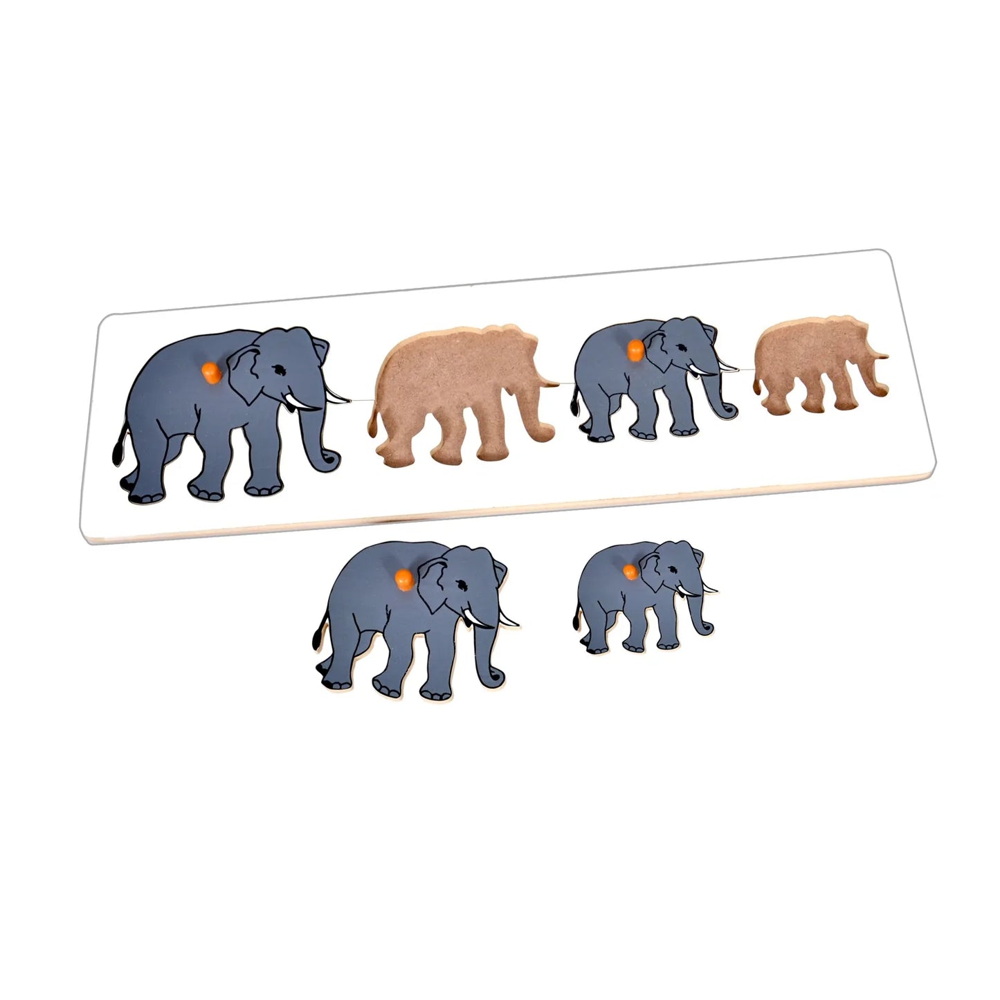 Montessori Size Variation Inset Learning Board - Elephant