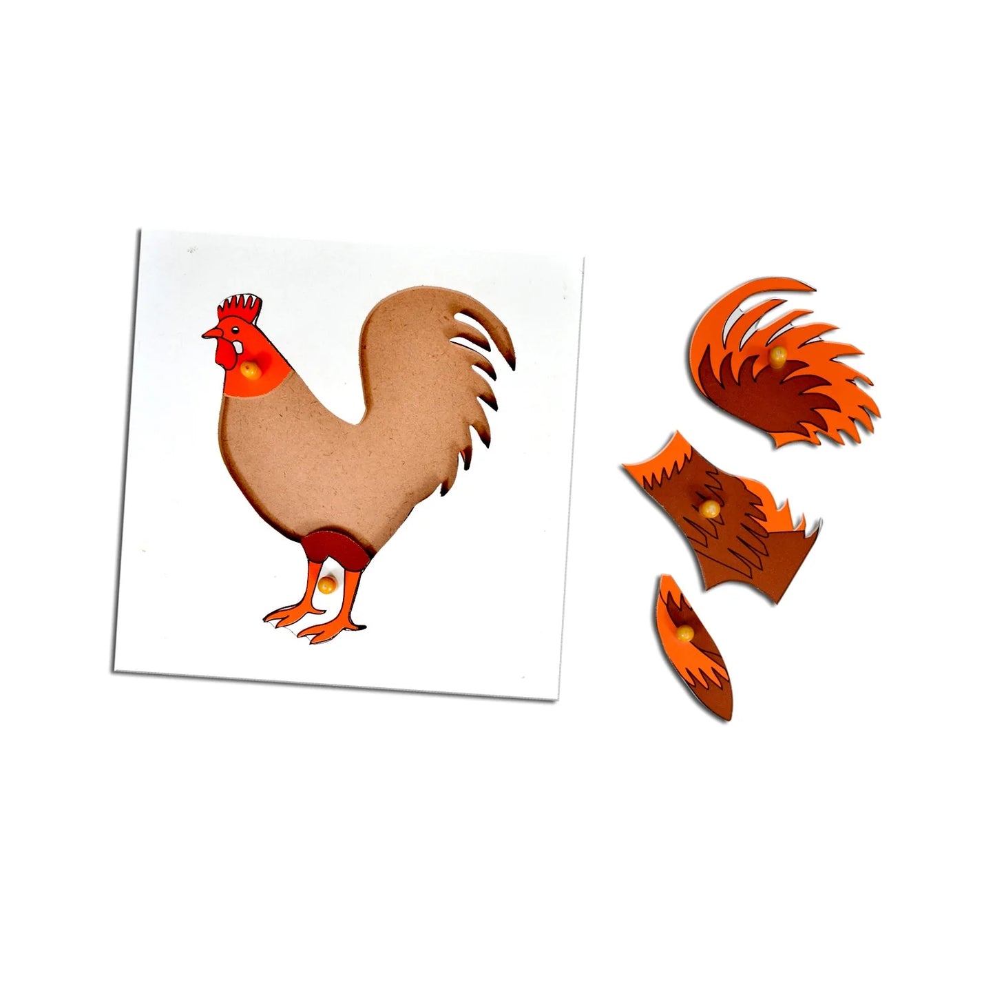 Montessori Wooden Pegged Learning Board - Rooster