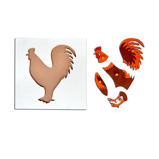 Montessori Wooden Pegged Learning Board - Rooster