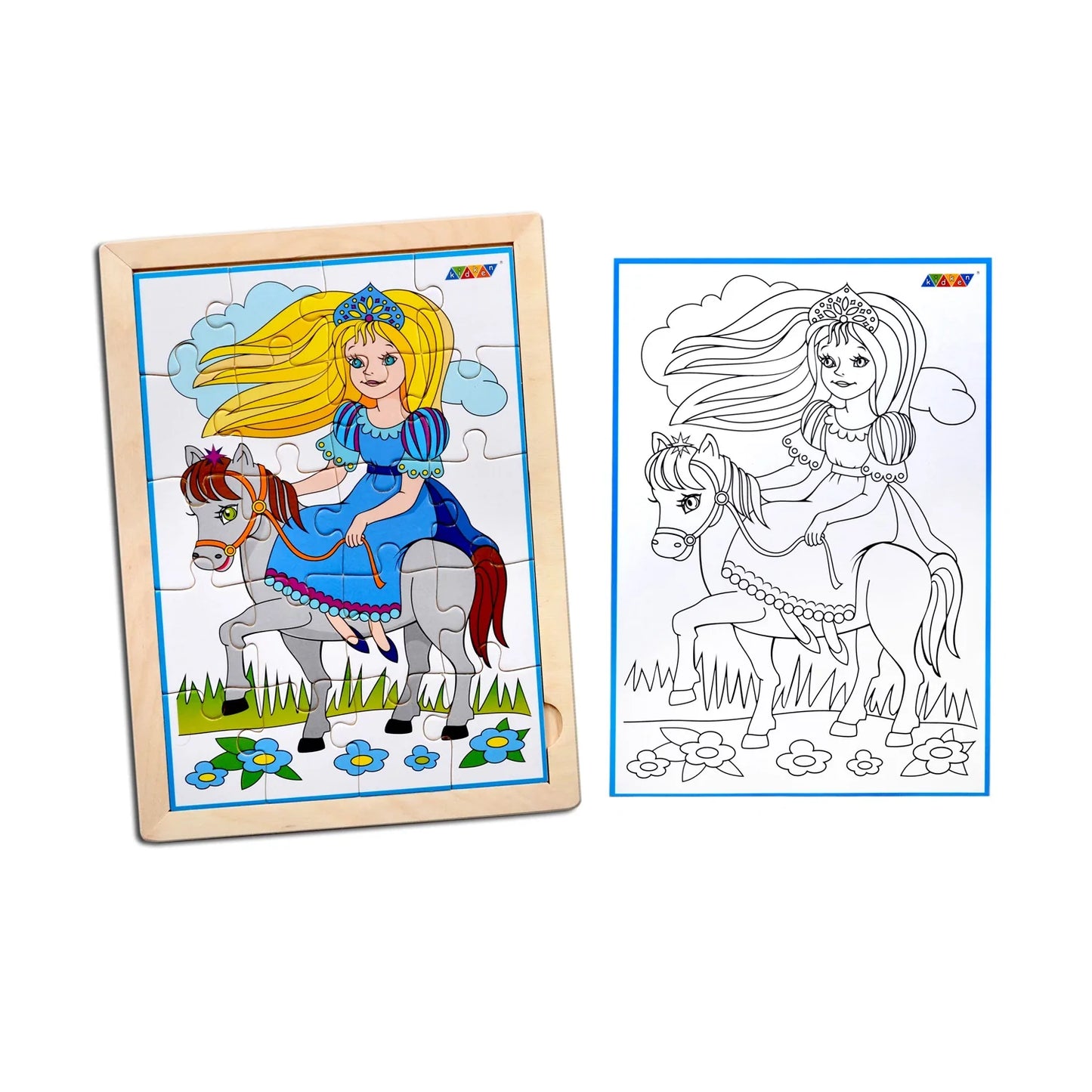 Princesses Jigsaw Puzzle With Colouring Sheet