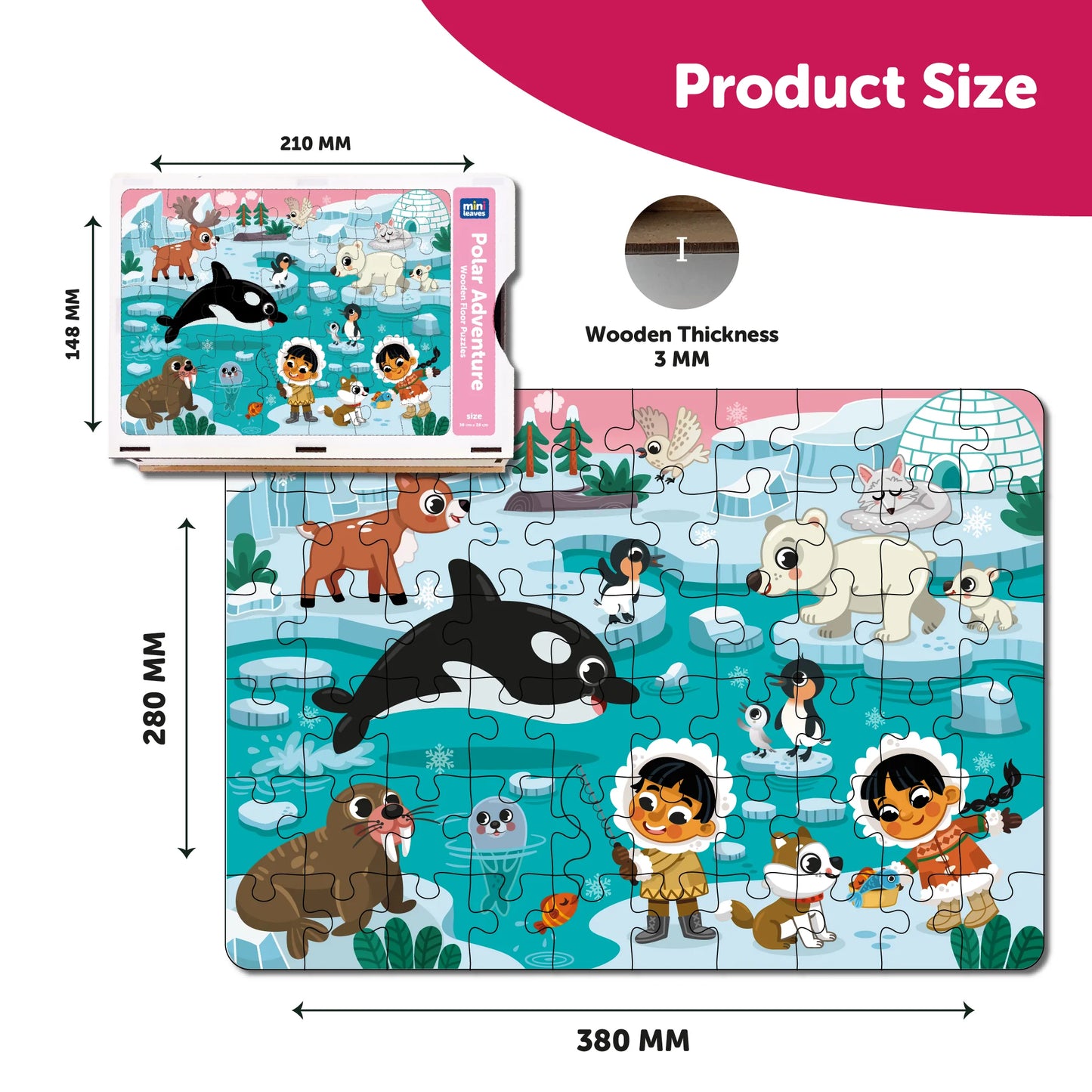Buy Polar Adventure Wooden Floor Puzzle Set3 - SkilloToys.com