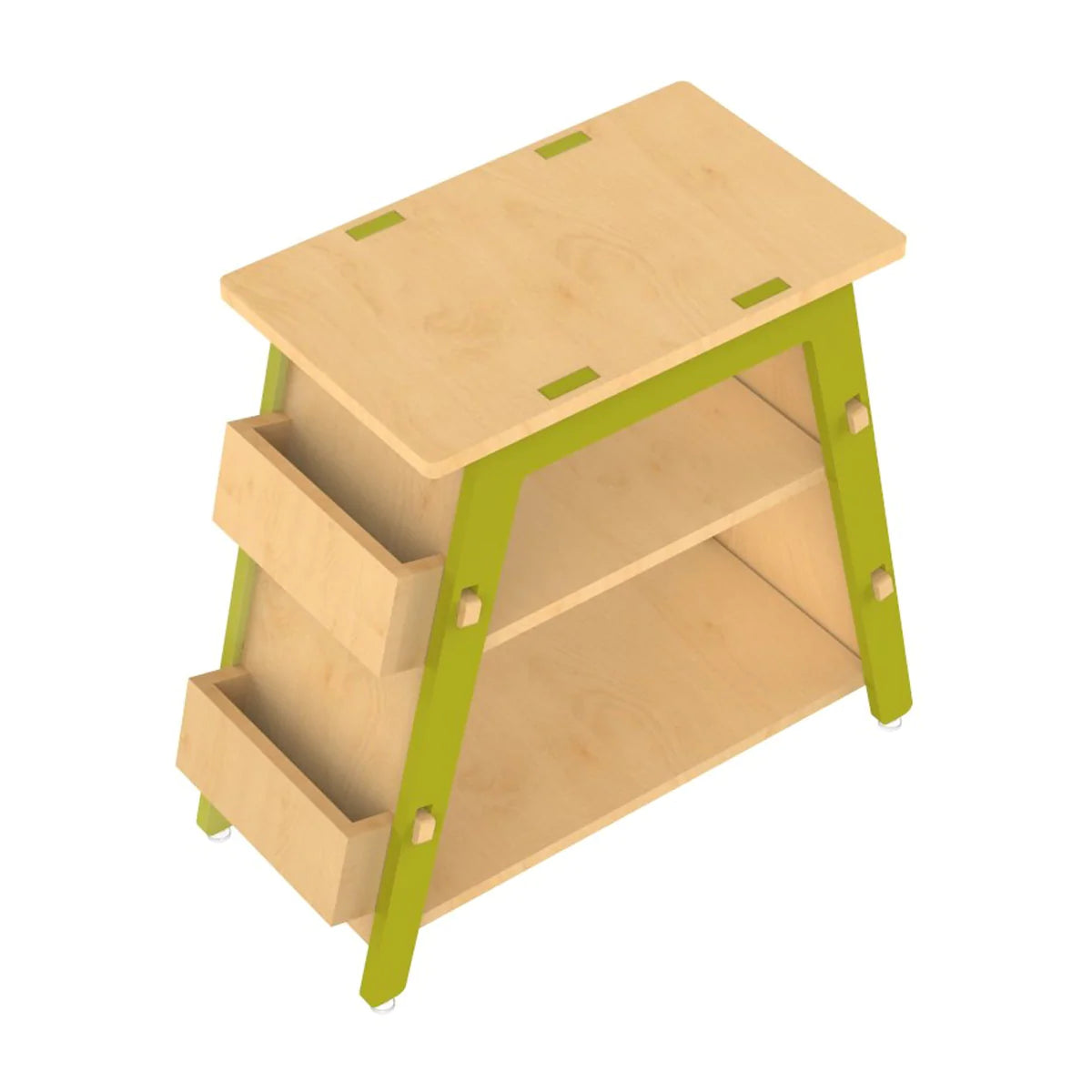 Buy Red Pear Wooden Bookshelf - Green - Upper View - SkilloToys.com