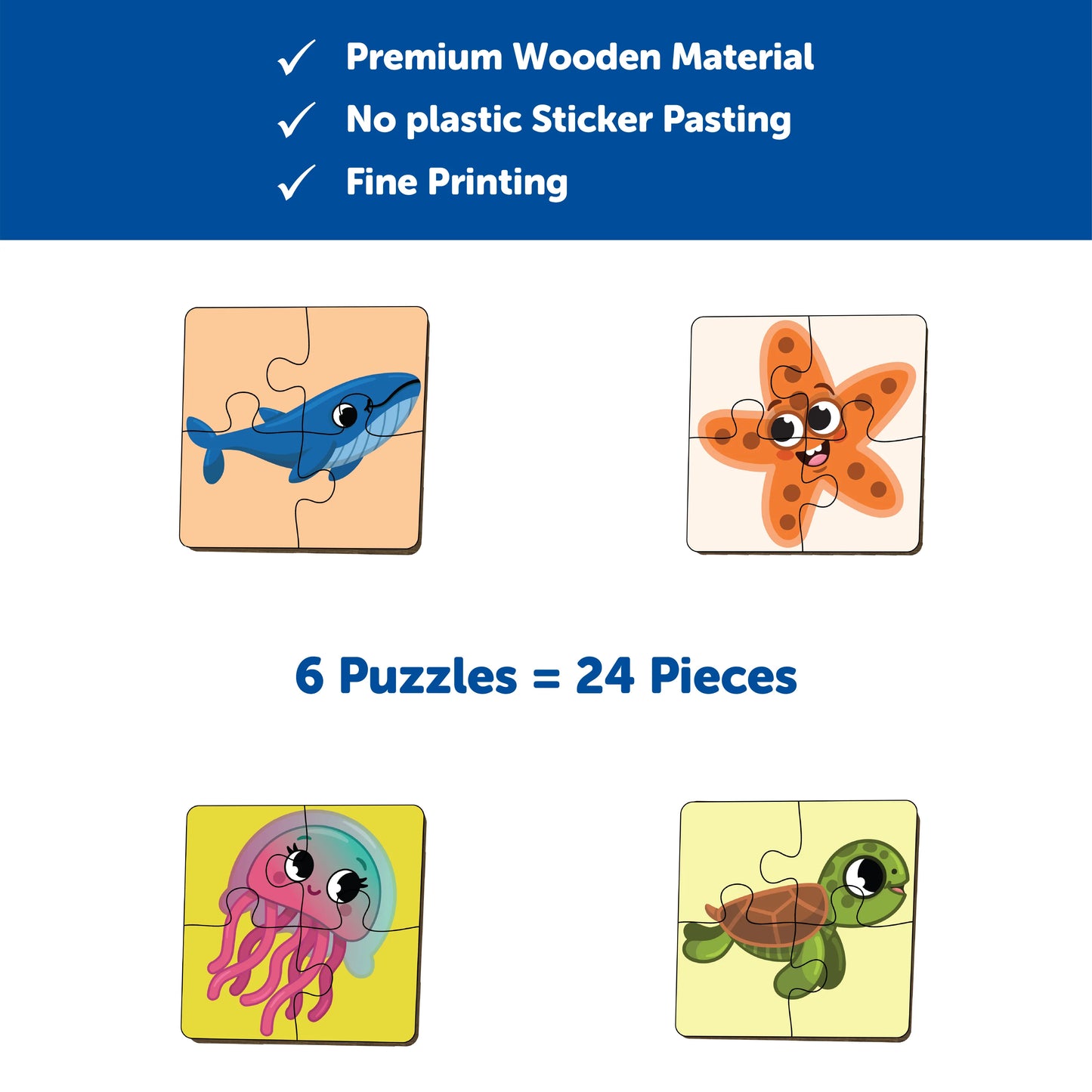Buy Sea Animal Educational Wooden Puzzle Set - SkilloToys.com