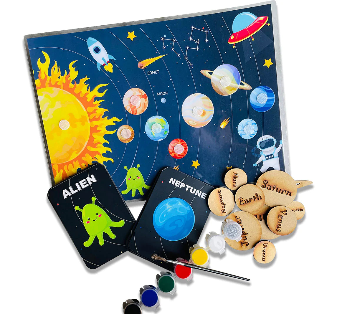 Buy Solar System Flashcard with Space Board Activity (Contain Wooden Planets) - Fun Learning - SkilloToys.com