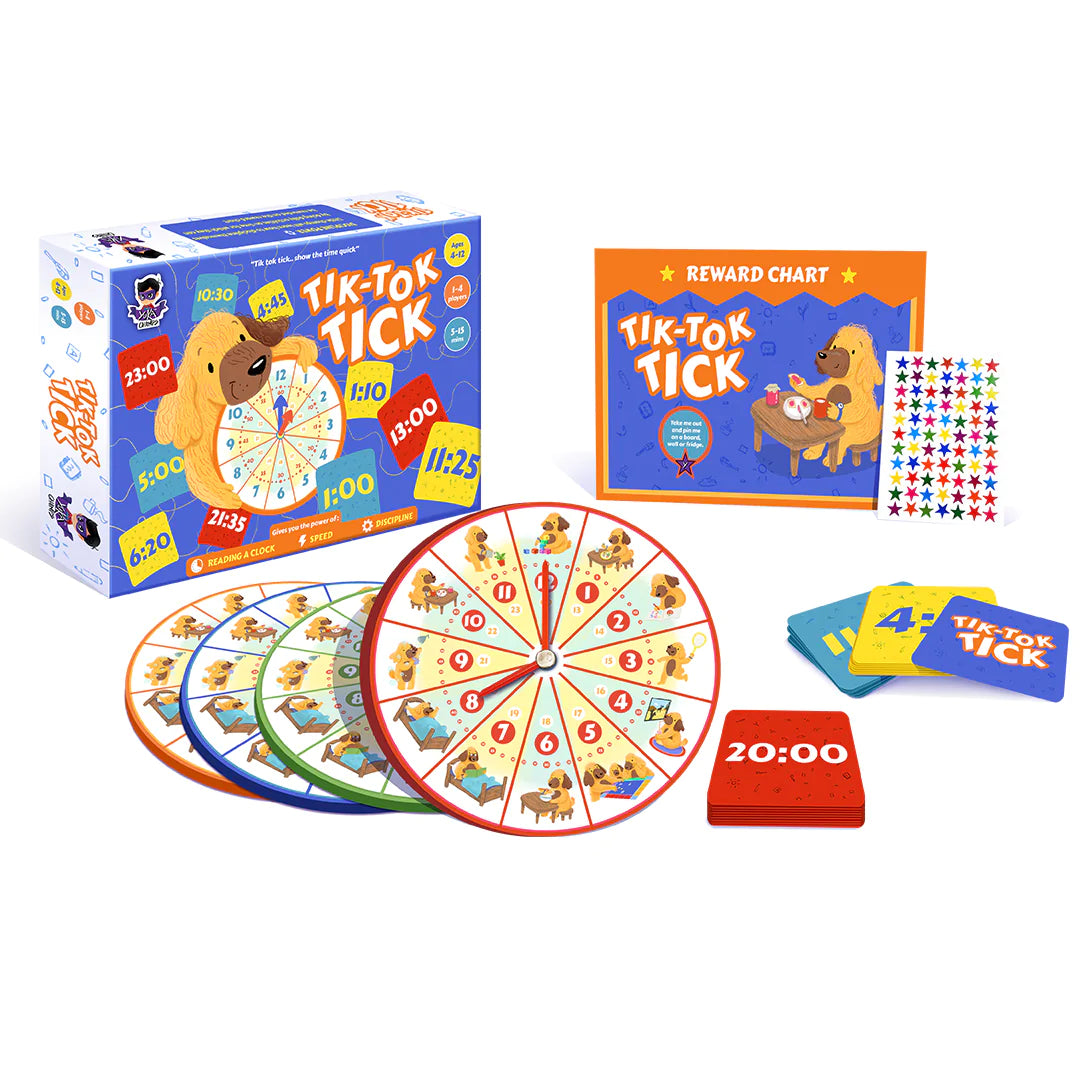 Buy Tik Tok Tick - Show the Time Quick Board Game - 4 in 1 - SkilloToys.com