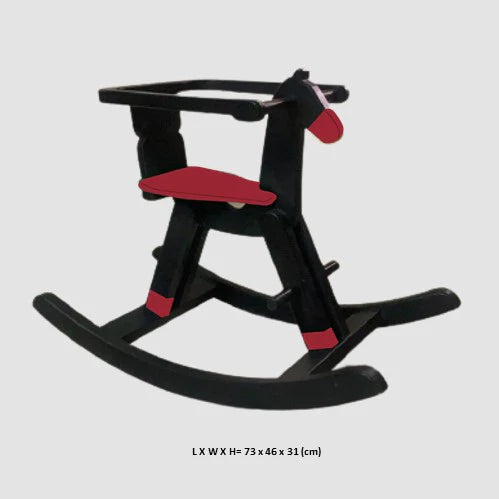 Buy Wooden Balck & Red Riding Horse - Measurement - SkilloToys.com