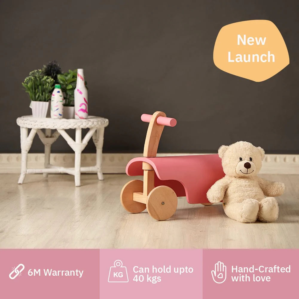 Wooden Push Scooter - Pink