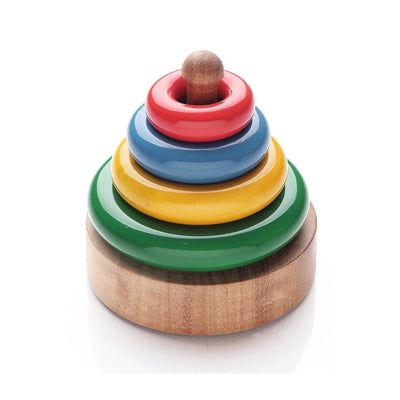 Ariro Colored Simple Stacker Toy: neem wood ring stacker for toddlers