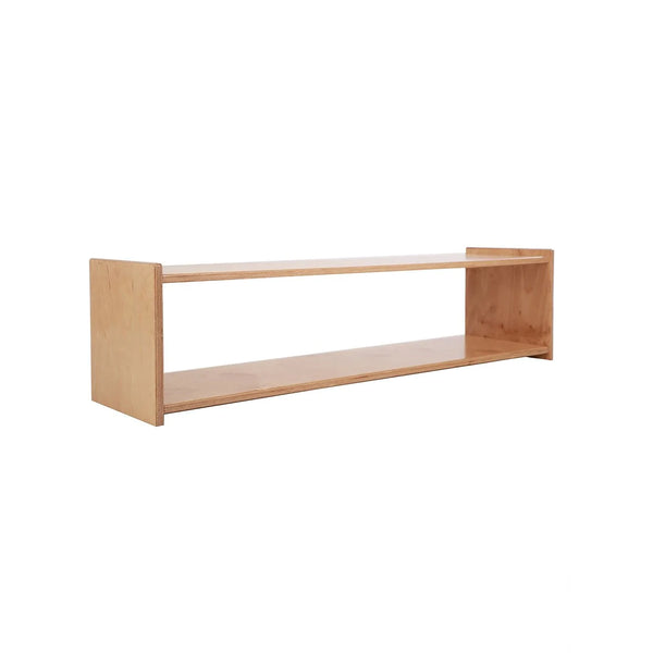 Ariro Montessori Toddler Low Shelf in natural birch: open toy display at child height for ages 0-3