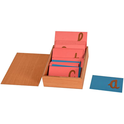 Kidken English Cursive Sandpaper Letters lowercase set: pink consonants and blue vowels for Montessori tracing
