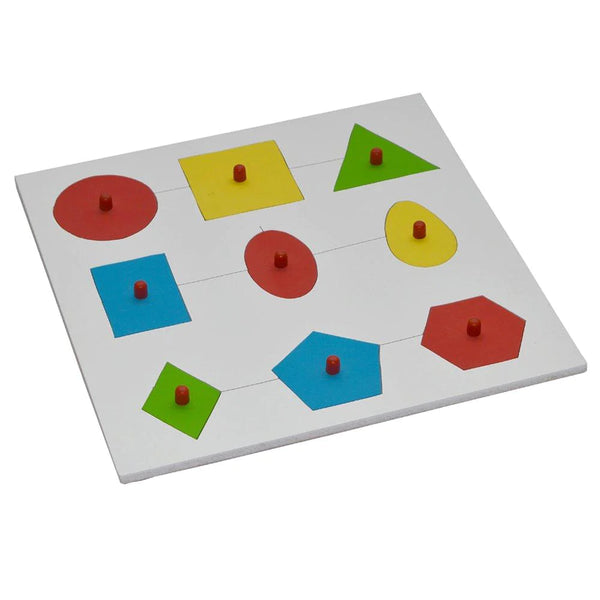 Kidken Montessori Geometric Shape Insert Learning Board: 9 shapes with knobs (Circle, Square, Triangle, Rectangle, Oval, Ovoid, Rhombus, Pentagon, Hexagon) for ages 3 to 10