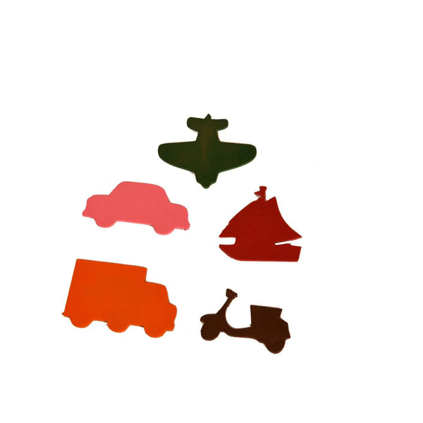 Kidken Transport Learning Stencils: wooden stencils with transport vehicle cut-outs for pre-writing tracing and vocabulary, ages 3 to 6