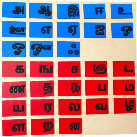 Buy Montessori Tamil Sandpaper Alphabets with Wooden Storage Box - SkilloToys.com