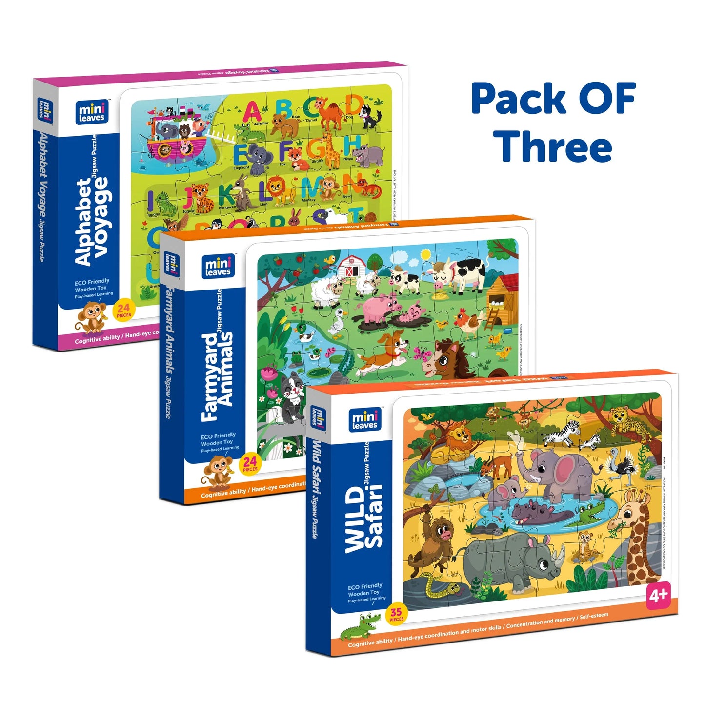 Buy Sets Of 3 Wooden Puzzle Set For Kids - SkilloToys.com