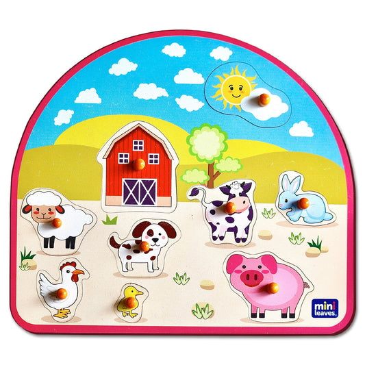 Buy Wooden Animal Barnyard Peg Board Puzzle - SkilloToys.com