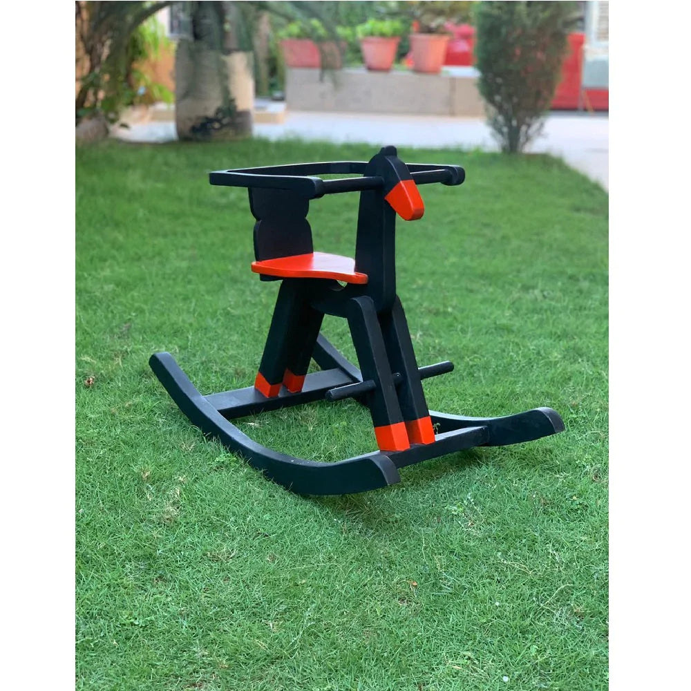 Buy Wooden Balck & Red Riding Horse - SkilloToys.com