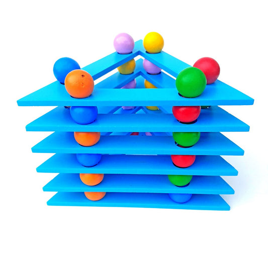 Buy Wooden Big Triangle Ball Stacking Tower - SkilloToys.com