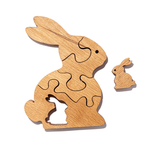 Buy Wooden Bunny Rabbit Baby Rabbit Puzzle - SkilloToys.com
