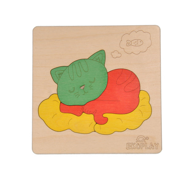 Buy Wooden Cat On a Mat Puzzle Board - SkilloToys.com