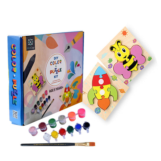 Wooden DIY Color & Animal Puzzle Kit for Kids