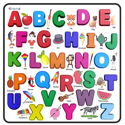 Buy Wooden English Alphabet Puzzle Board with Pictures - SkilloToys.com