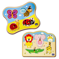 Wooden Jungle Animal and Insects Friends Jumbo Peg Puzzle