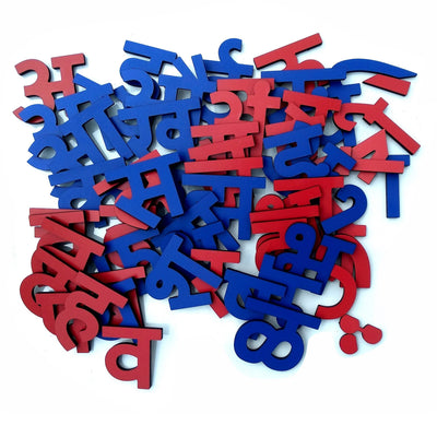 Cryo Craft Wooden Magnetic Hindi Alphabets: 47 Hindi letters and 11 matras as colourful magnetic MDF tiles for fridge or magnetic board, ages 3+