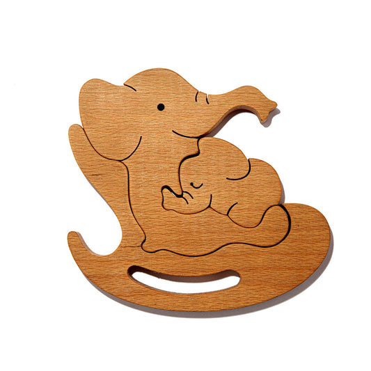 Buy Wooden Mama Elephant Baby Elephant Puzzle - SkilloToys.com