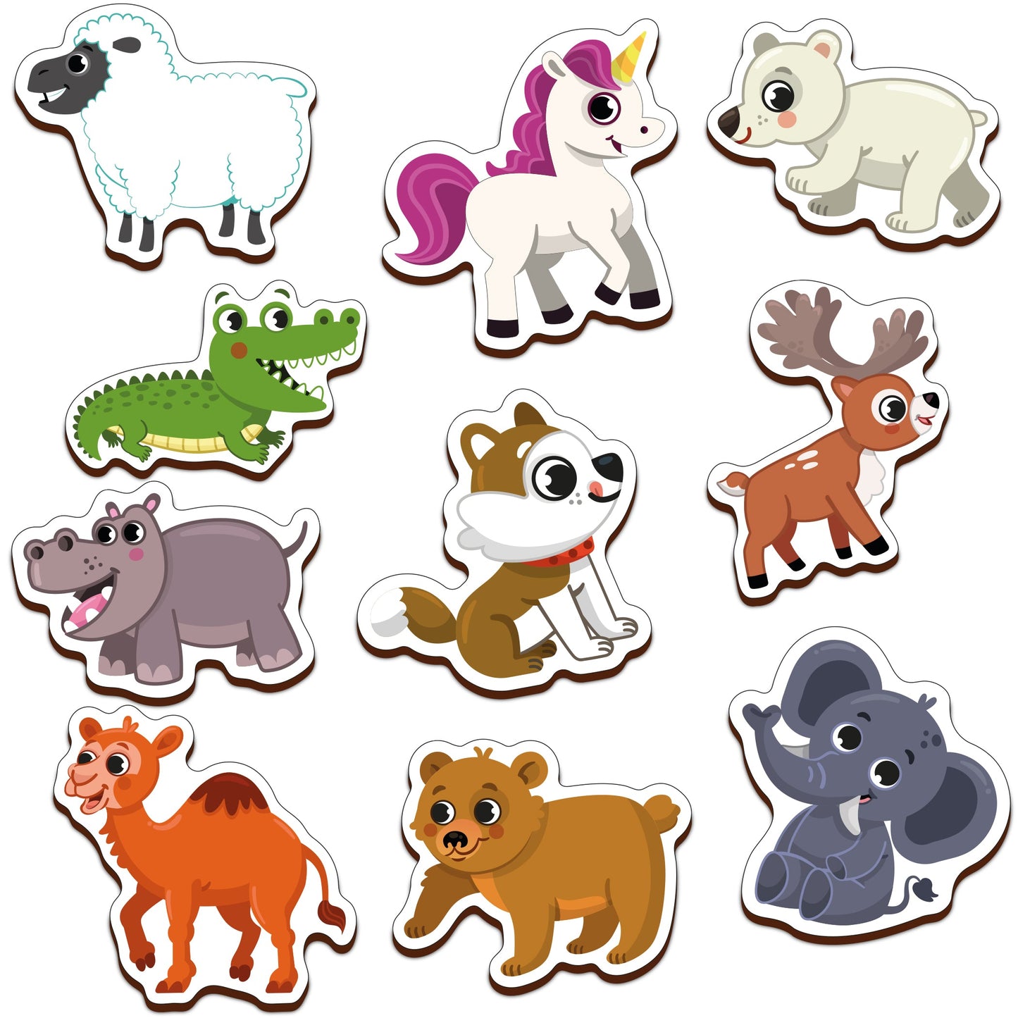 Buy Wooden Multicolor Magnetic Animals Cutouts - SkilloToys.com