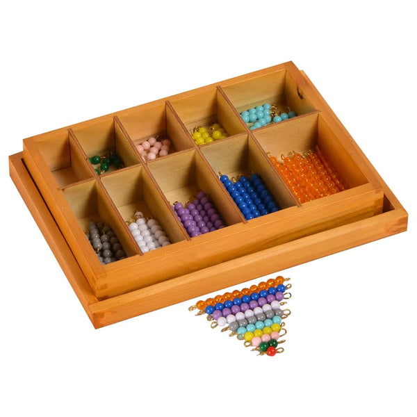 Kidken Montessori Coloured Bead Stairs Learning Box: bead bars 1 to 9 in Montessori colour code for hands-on math, ages 4 to 8