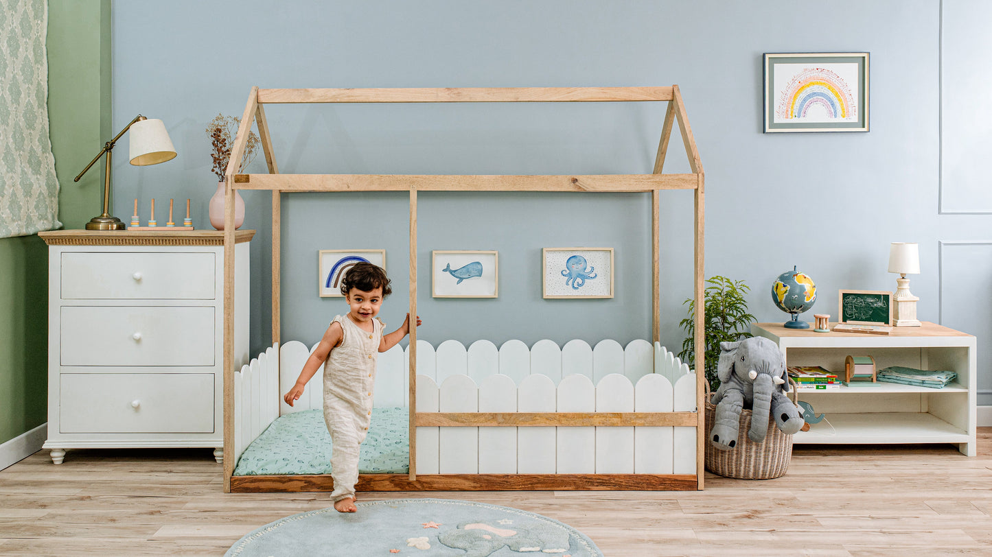 Buy Toddler Wooden House Bed - White Duco Online - SkilloToys.com