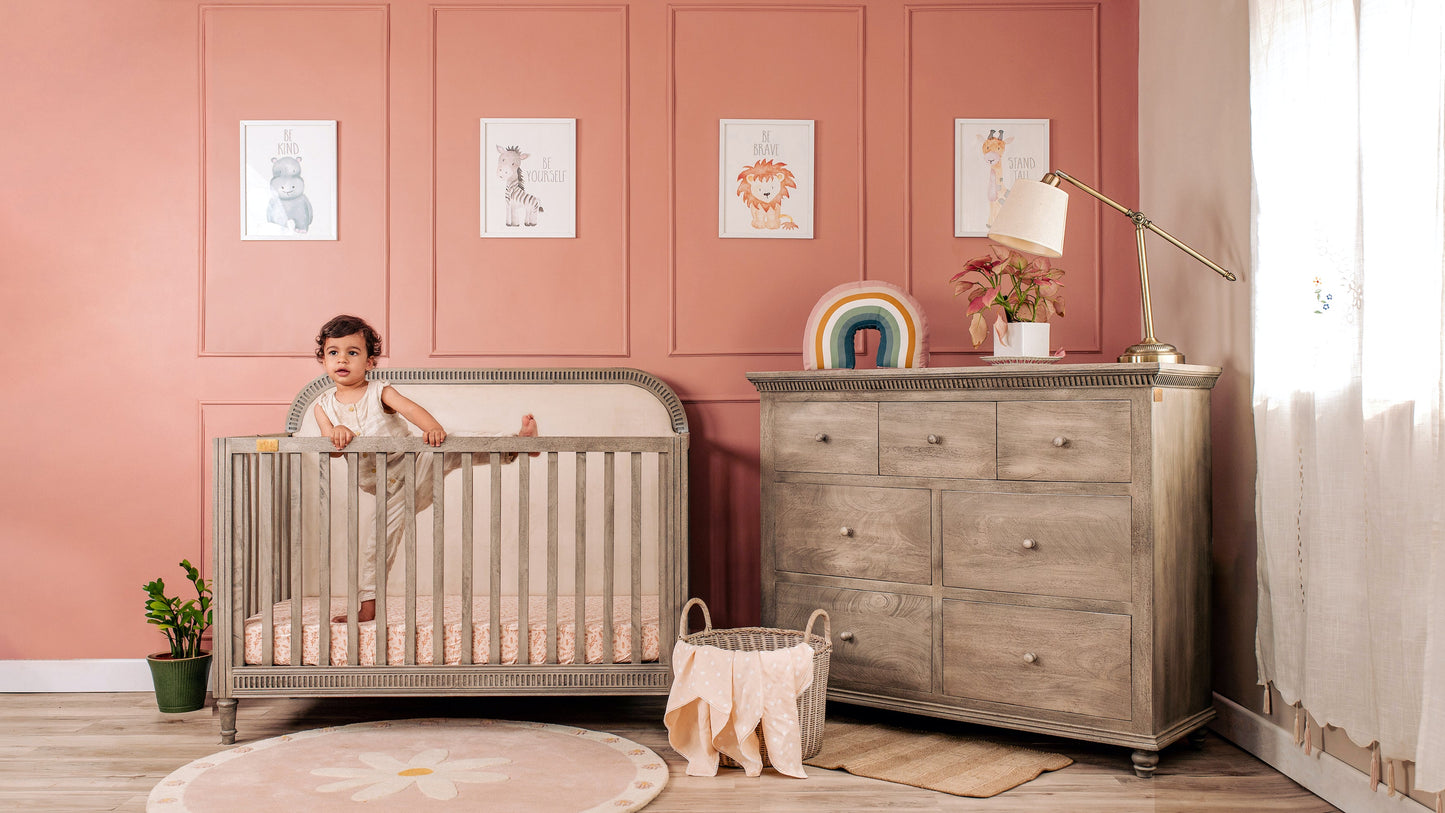 Buy Wooden Baby Cot With Headboard - Ash Grey Online - SkilloToys.com