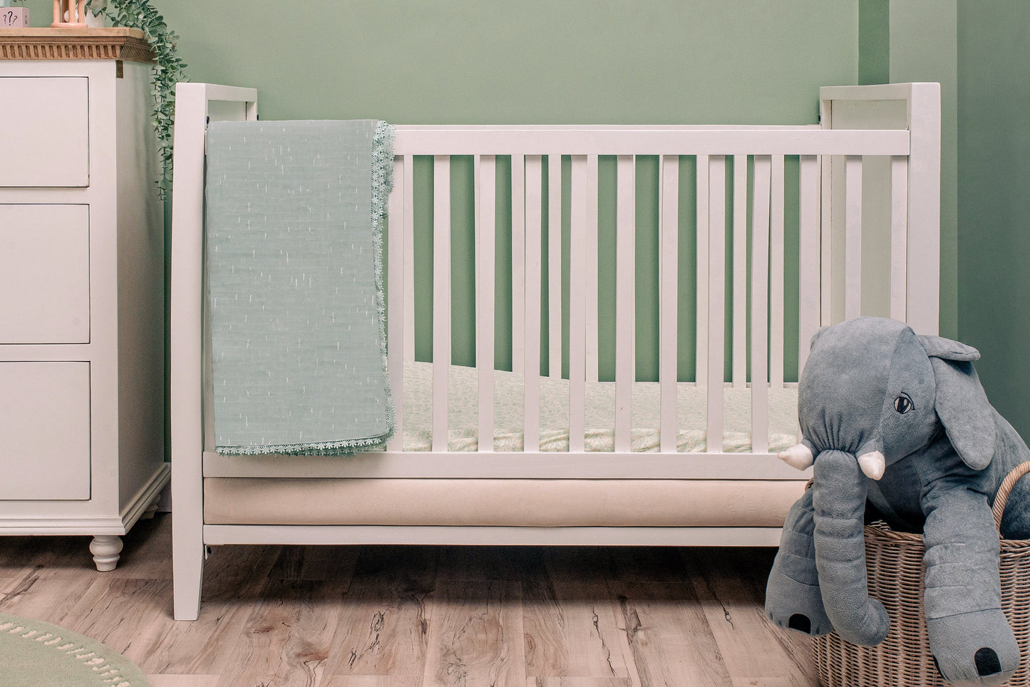 Buy Wooden Baby Cot With Velvet Upholstery - White Duco Online - SkilloToys.com