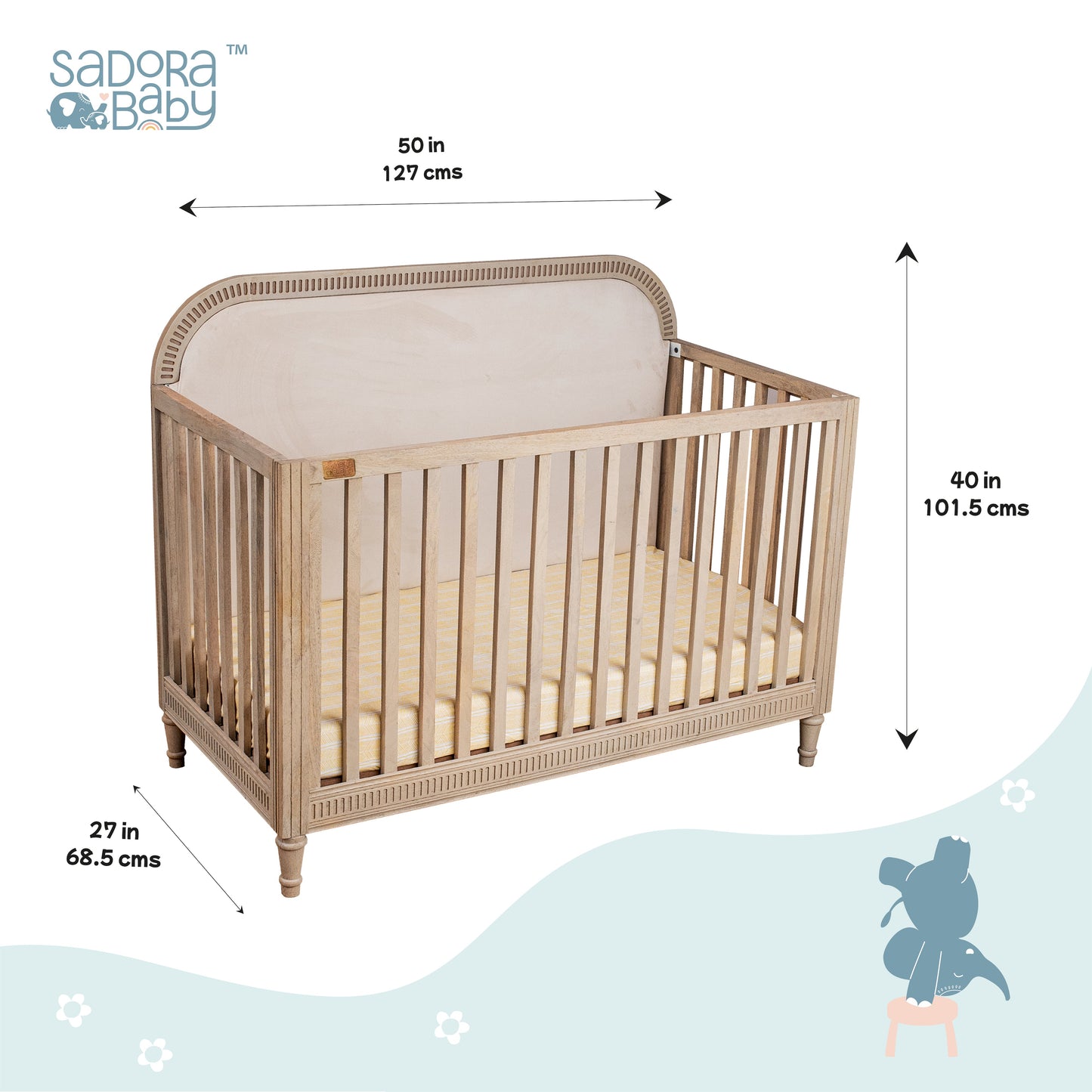 Buy Wooden Baby Cot With Headboard - Oat Finish Online - SkilloToys.com