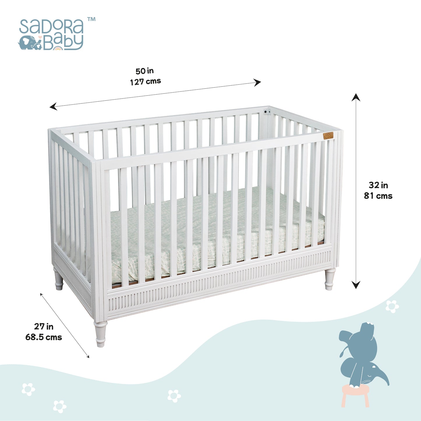 Buy Wooden Baby Cot - White Duco Online - SkilloToys.com