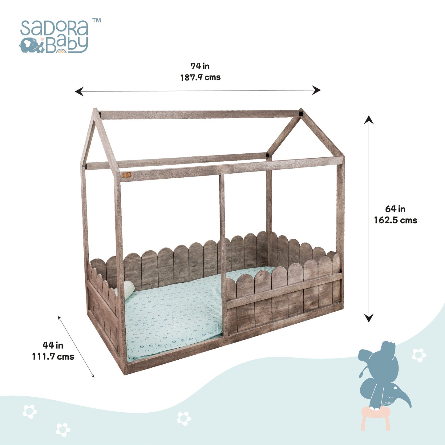 Buy Toddler Wooden House Bed - Ash Grey Online - SkilloToys.com