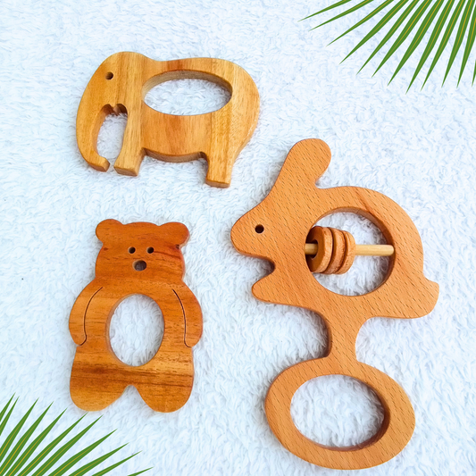 Buy Wooden Jungle Jumbo, Cheer Bear Montessori Teether & Funny Bunny Rattle - SkilloToys.com