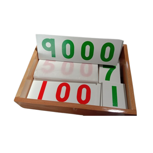 Montessori Large Number Cards 1 to 9000 Learning Box