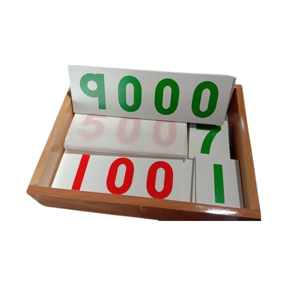 Kidken Montessori Large Number Cards 1 to 9000 Learning Box: colour-coded place value number cards from units through thousands for hands-on large-number reading ages 6 to 10